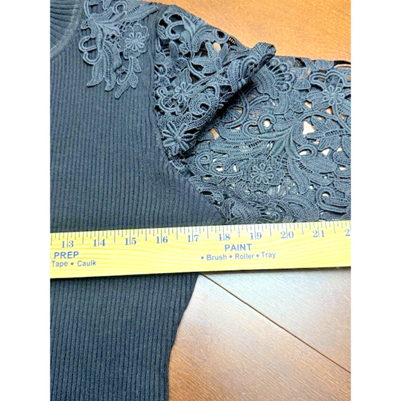 Generation Love Marcelena Womens Lace Combo Long Sleeve Sweater Black Sz XL $295 - Picture 8 of 9